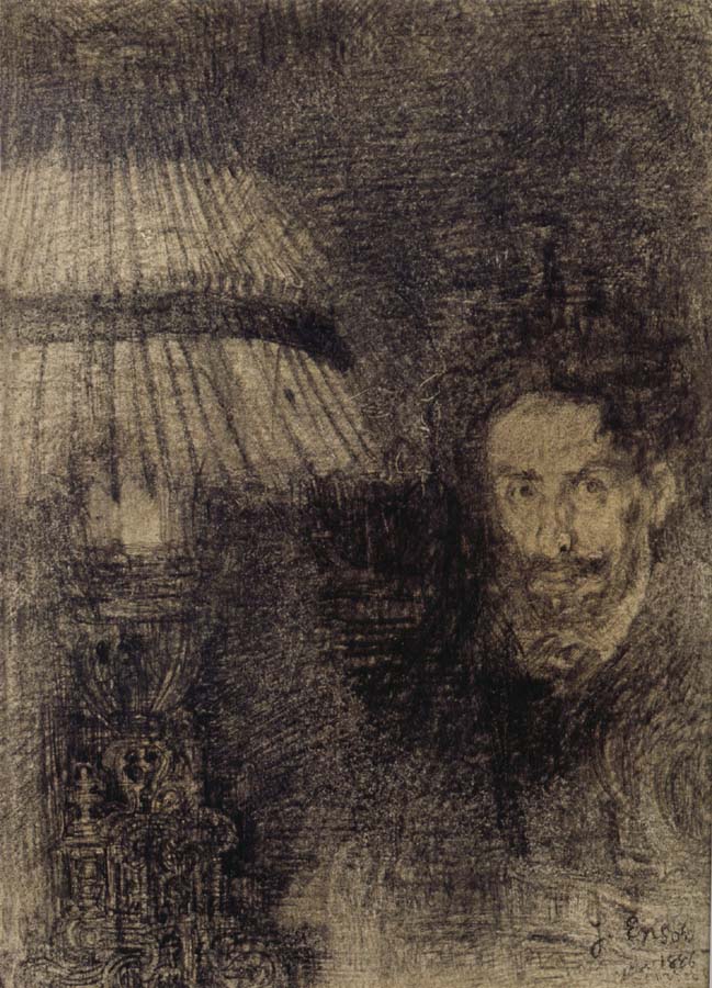 Self-Portrait by Lamplight or In the Shadow